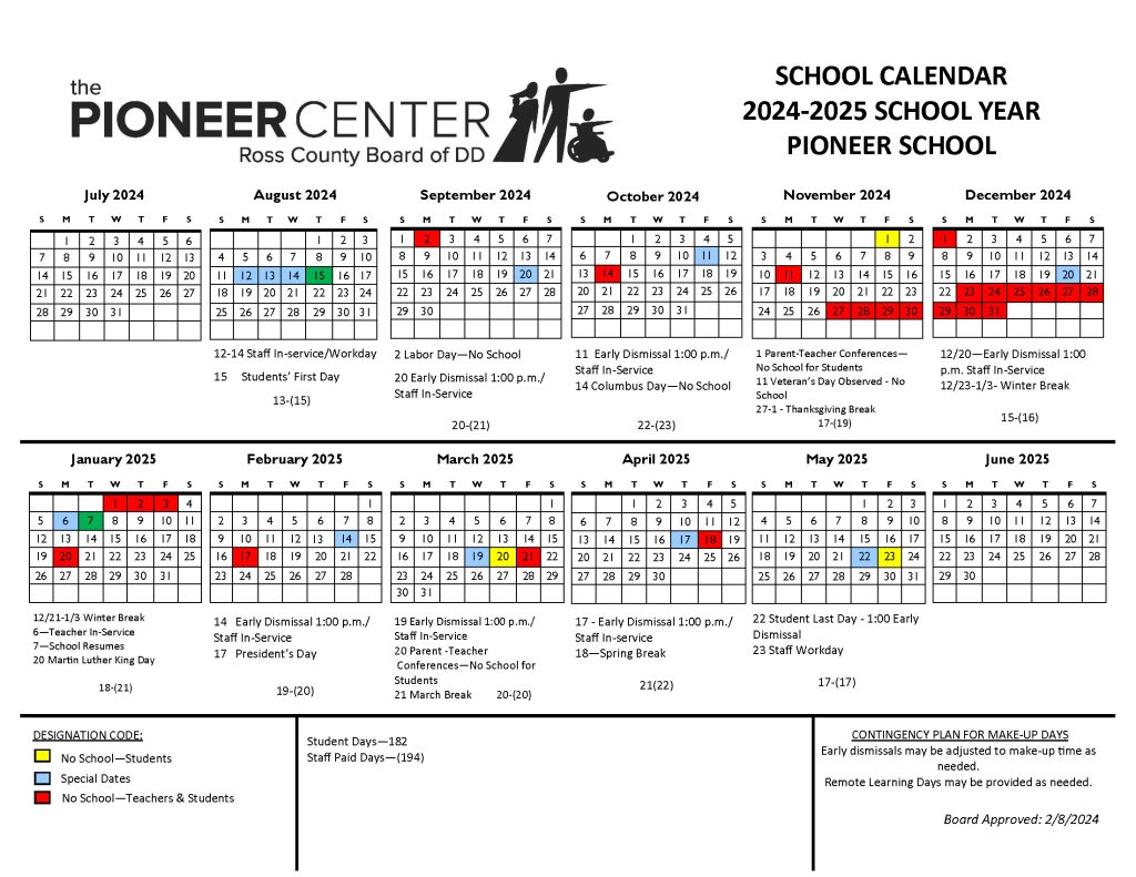 20242025 Pioneer School Calendar The Pioneer Center